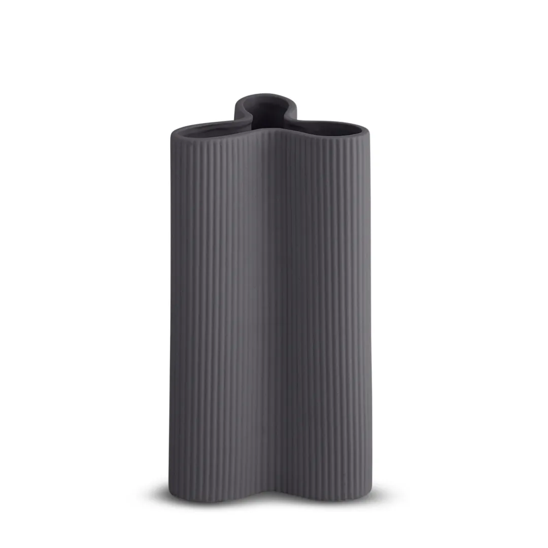 ribbed_petal_vase_charcoa_0.webp Marmoset Found Decorating | Vases & Vessels | Ribbed Petal Vase Charcoal (L)