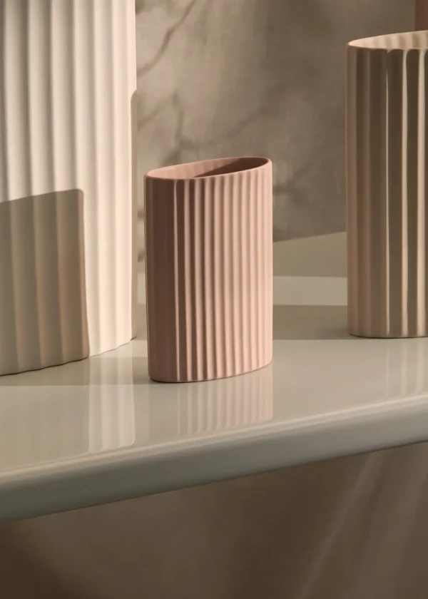 Marmoset Found Ceramics | Decorating | Ripple Oval Vase Icy Pink (M)