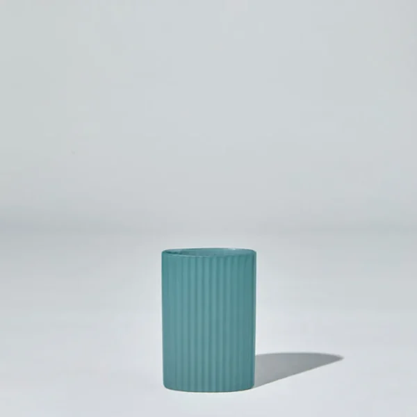Marmoset Found Ceramics | Vases & Vessels | Ripple Oval Vase Steel Blue (S)