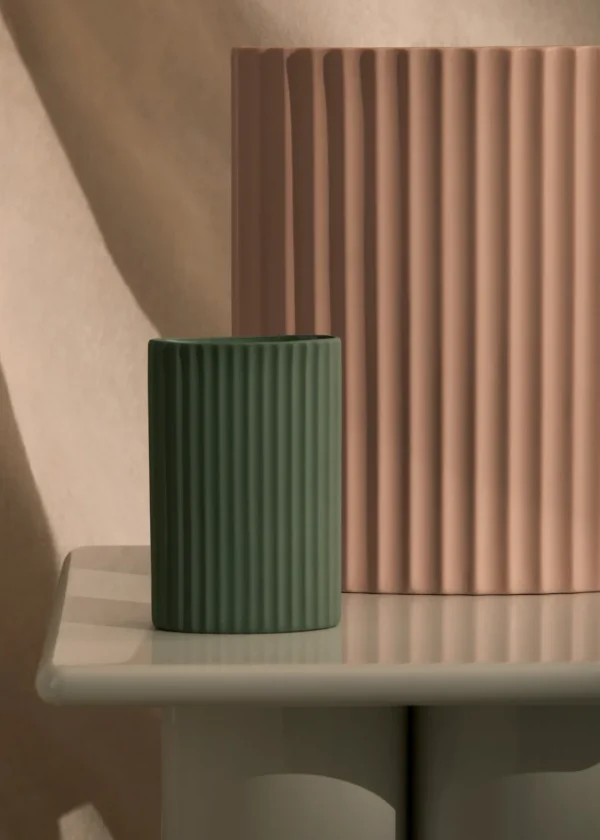 Marmoset Found Ceramics | Vases & Vessels | Ripple Oval Vase Steel Blue (S)