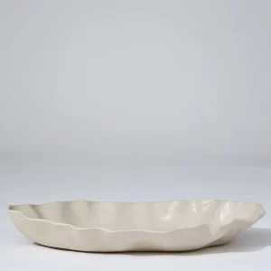 Marmoset Found Serving Platters & Trays | Ceramics | Ruffle Rectangle Platter Chalk White (XL)