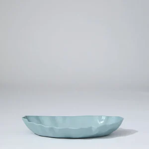Marmoset Found Serving Platters & Trays | Ceramics | Ruffle Rectangle Platter Light Blue (M)