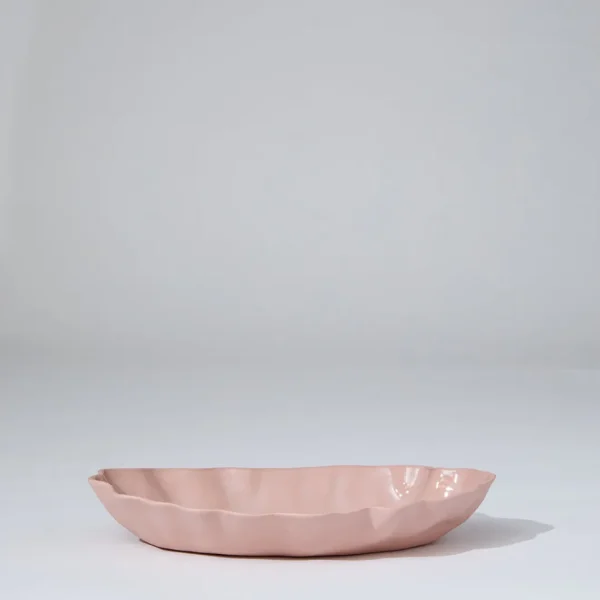 Marmoset Found Serving Platters & Trays | Ceramics | Ruffle Rectangle Platter Icy Pink (M)