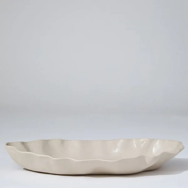 Marmoset Found Serving Platters & Trays | Ceramics | Ruffle Rectangle Platter Chalk White (XL)