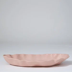 Marmoset Found Serving Platters & Trays | Ceramics | Ruffle Rectangle Platter Icy Pink (XL)