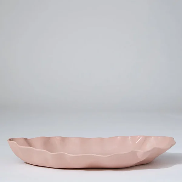 Marmoset Found Serving Platters & Trays | Ceramics | Ruffle Rectangle Platter Icy Pink (XL)