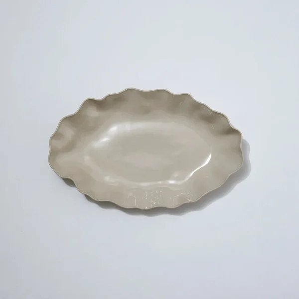 Marmoset Found Serving Platters & Trays | Ceramics | Ruffle Rectangle Platter Chalk White (XL)
