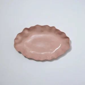 Marmoset Found Serving Platters & Trays | Ceramics | Ruffle Rectangle Platter Icy Pink (XL)
