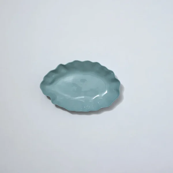 Marmoset Found Serving Platters & Trays | Ceramics | Ruffle Rectangle Platter Light Blue (M)