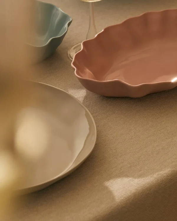 Marmoset Found Serving Platters & Trays | Ceramics | Ruffle Rectangle Platter Icy Pink (M)